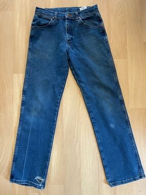 Wrangler Straight Slim Leg Dark Blue Jeans Size 16 Slim